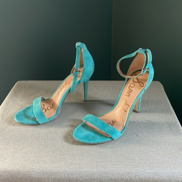 Sam Edelman turquoise, Blue suede Strappy Heels - Picture 3 of 10